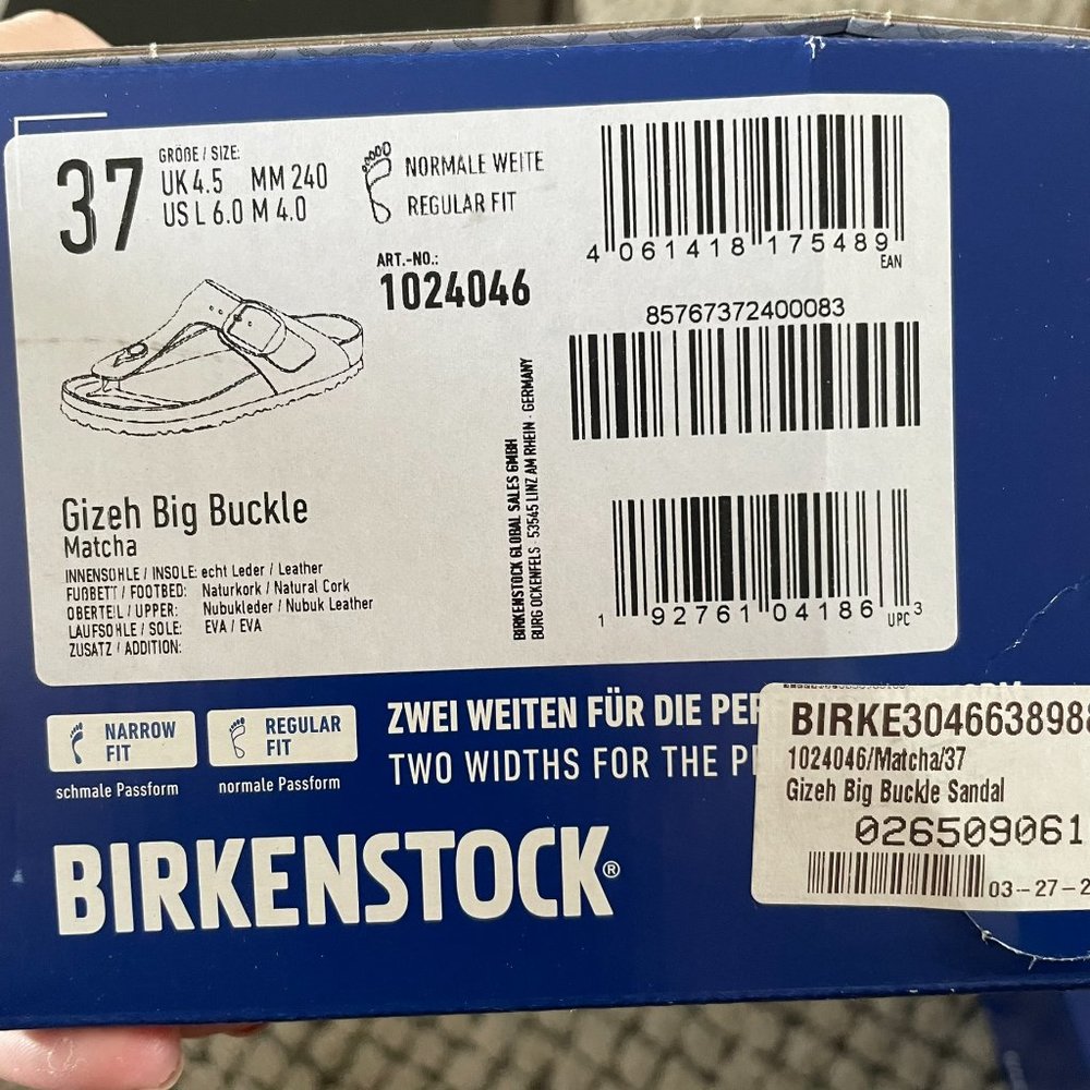 NEW Birkenstock Gizeh Big Buckle Nubuck Leather sandals in Matcha size 37 - Picture 5 of 5